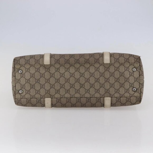 GUCCI GG Supreme Tote Bag PVC Beige Silver 114595 Auth 142526 - Picture 10 of 15